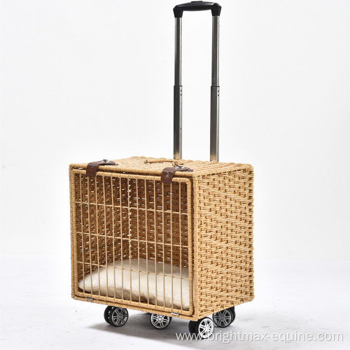 Wholesale Pet Carrier Case Backpack Rattan Wicker Bubble Dog Cat Bag Travel Pet Suitcase